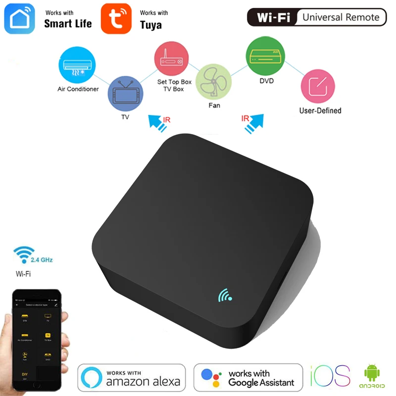 Mini Smart Home Automation 2.4Ghz Wifi Ir Remote Con Alexa,Google Home Voice Smart Remote Control Tv