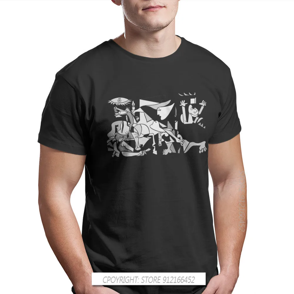 Vintage Alternative Funny Picasso Guernica 1937 Artwork Reproduction Classic Men T Shirt Oversize Pure Cotton Harajuku Tshirt
