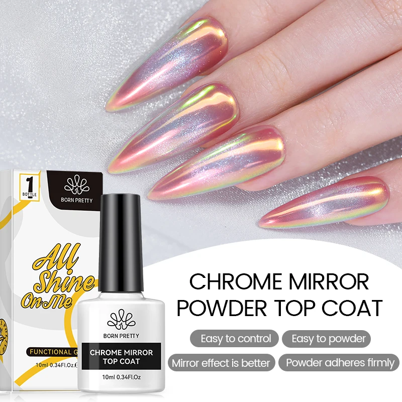 Born Pretty 10Ml Magical Mirror Uv Gel Vernice Top Coat Smalti Per Unghie Semipermanenti Moonlight Mirror Nailsfine Glitter Powder