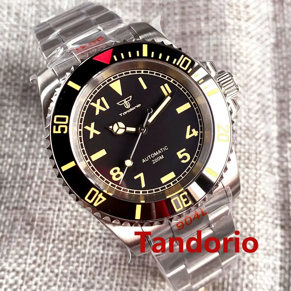 40Mm Tandorio California Dial Vetro Zaffiro Luminoso Nh35A Pt5000 Movimento Automatico Orologio Da Uomo Verde Luminoso
