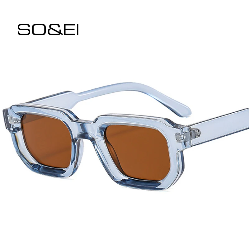 So & Ei Fashion Square Occhiali Da Sole Donna Shades Uv400 Vintage Blue Tea Punk Men Occhiali Da Sole