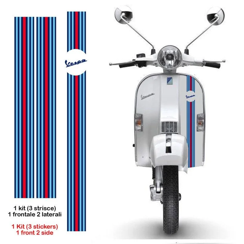 Per 1Set Adesivo Vespa Strip Martini Racing Sticker 1-3 Strisce Stampa Sagomata Su Striscia Di Pvc Stampa Ritagliata Pvc