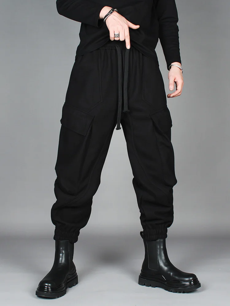 2023 New High Street Dark Winter Loose Bundles Of Haren Pants Men Trend Yamamoto Style Multi-Pocket Leisure Cargo Pants
