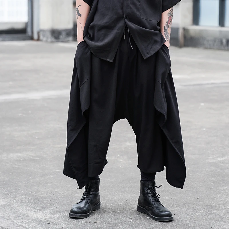 2022 Men'S New Singer Stage Style Classic Dark Personality Yamamoto Style Casual Loose Trousers Skirt