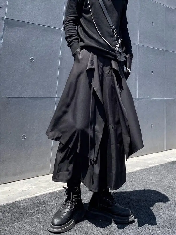 Yamamoto Wind Loose Culottes Dark False Two Personality Small Otto Punti Pantaloni Pantaloni Larghi Pantaloni Casual Uomo