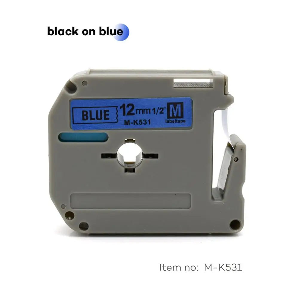 12 Millimetri Mk-531 Nastri Di Etichette Nero Su Blu M-K531 Mk531 Mk 531 Mk531 Mk-531 Compatibile Stampante Di Etichette Brother P-Touch Per Pt-80 Pt-