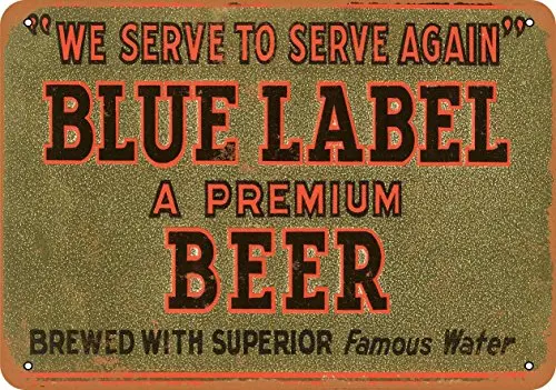 Cartello In Metallo-1938 Blue Label Beer-Look Vintage