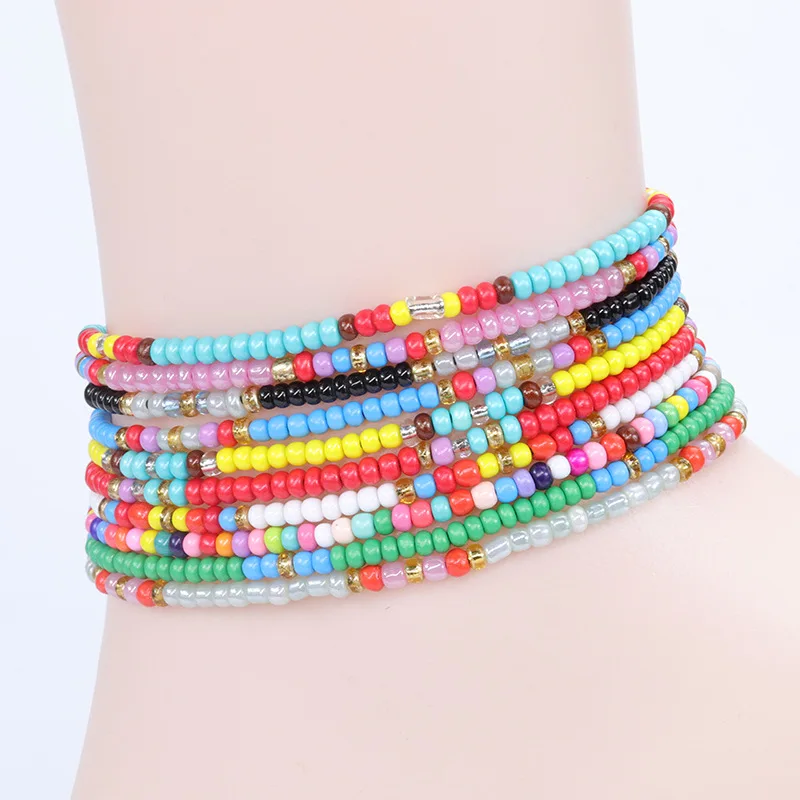 5Pc Bohemian Colorful Rice Beaded Cavigliere Bracciali Per Le Donne Summer Beach Handmade Barefoot Foot Jewelry Gift