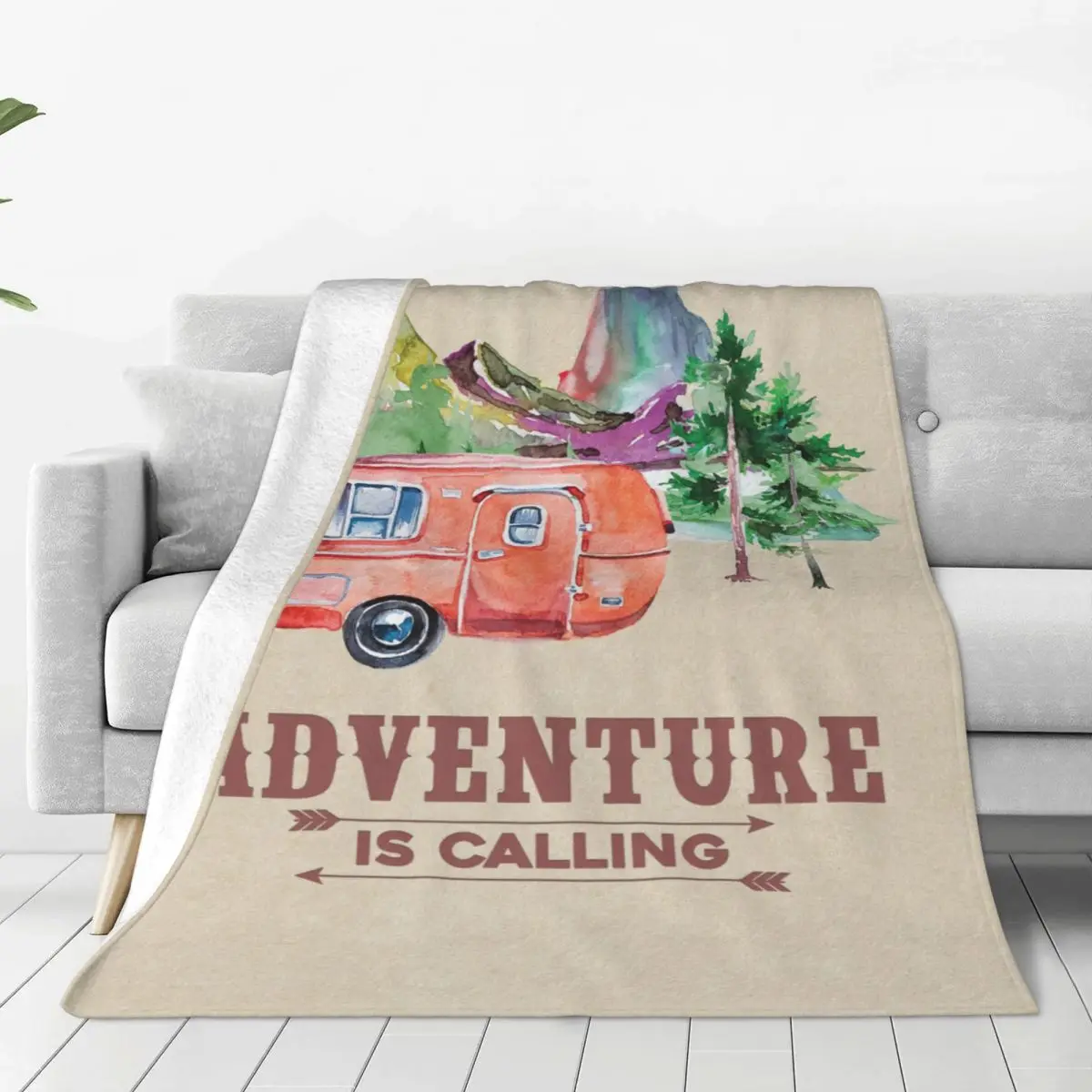 Adventure Camping Coperta Fleece Primavera/Autunno Happy Camp Caravan Multifunzione Soft Throw Coperte Per Divano Copriletto Da Viaggio