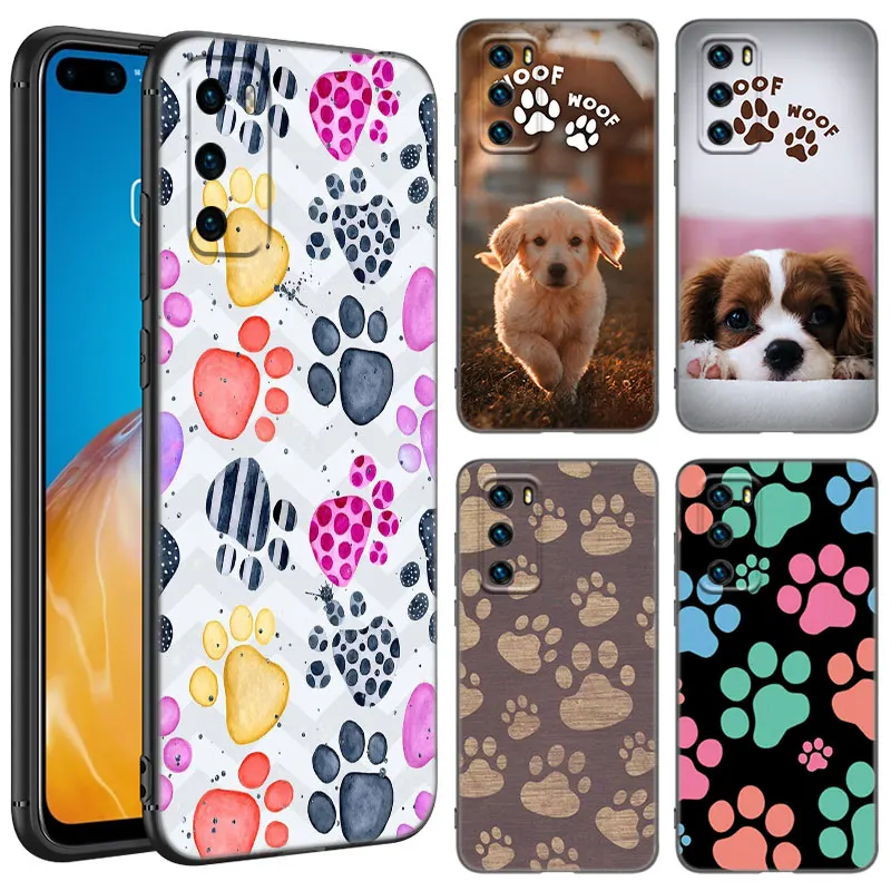 Best Friends Dog Paw Phone Case Per Huawei P8 P9 P10 P20 P30 P40 Lite E P50 P Smart Pro Z S 2018 2019 2020 2021 Soft Black Cover