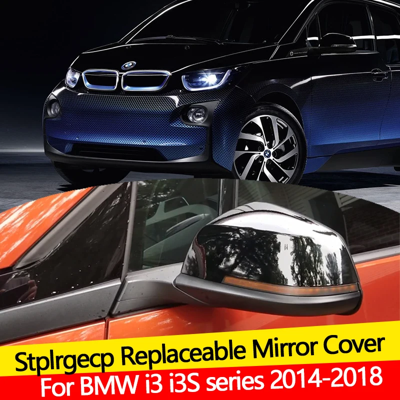 Per Bmw I3 I3S Serie 2014-2018 Nero Brillante Auto Review Specchio Conchiglie Ala Laterale Specchio Della Copertura Della Protezione