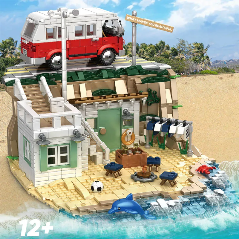 Nuovo 1288 Pz 66031 Moc Idea Beach Camper Building Blocks Mattoni Assemblaggio Modello Giocattoli Per Bambini Set Regalo