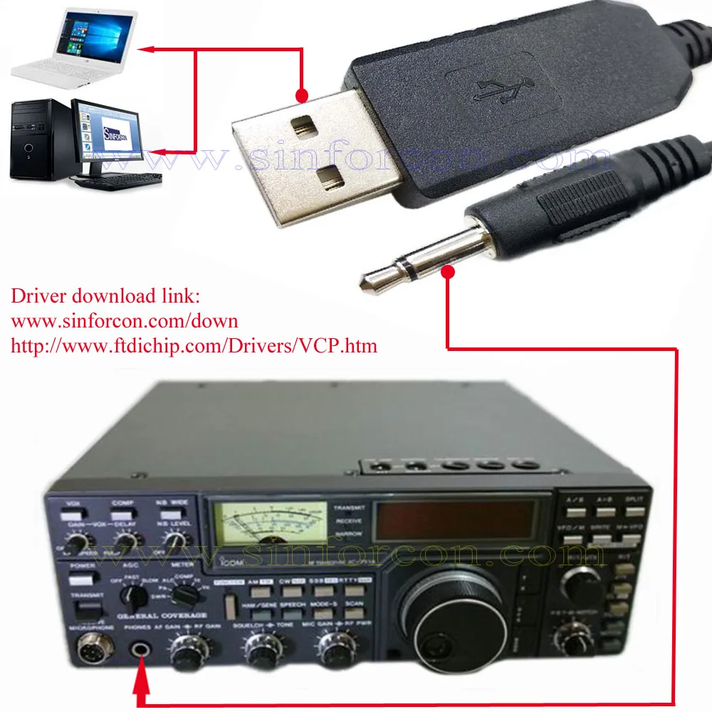 Cavo Di Programmazione Usb Icom Ic-751 Ic-751A E Ic-7000 Ct-17 Cavo Di Programmazione