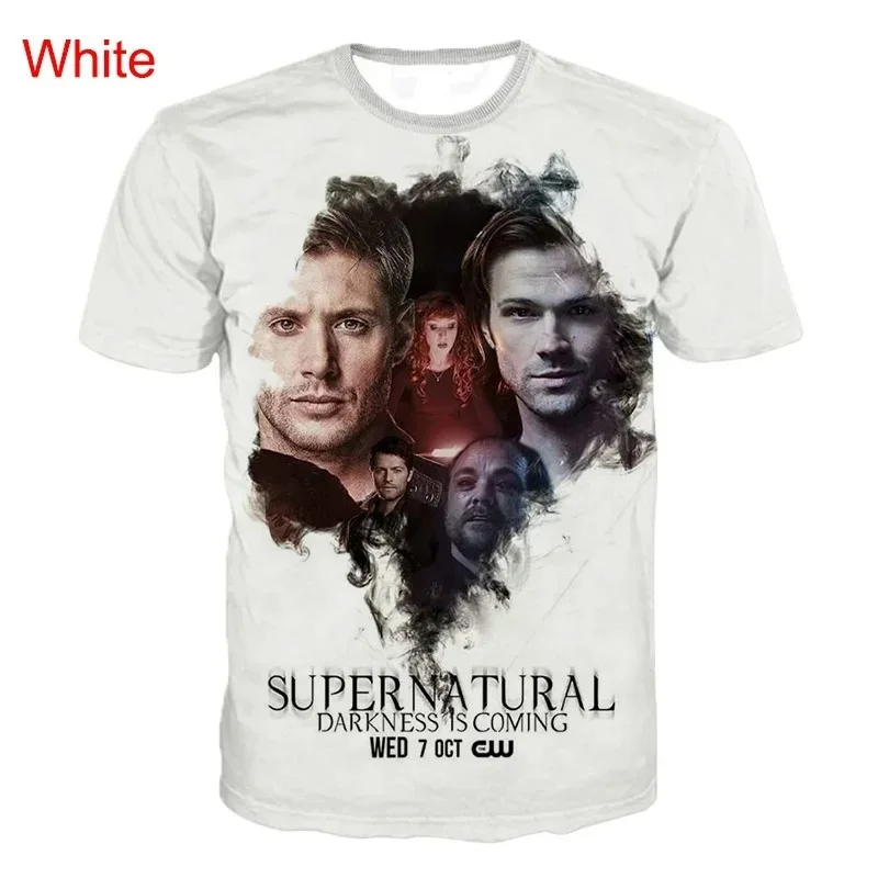 Fashion Season 14 Serie Tv Magliette S-Supernatural Coppia Personalità Stampa 3D Magliette Estive Maglietta Oversize