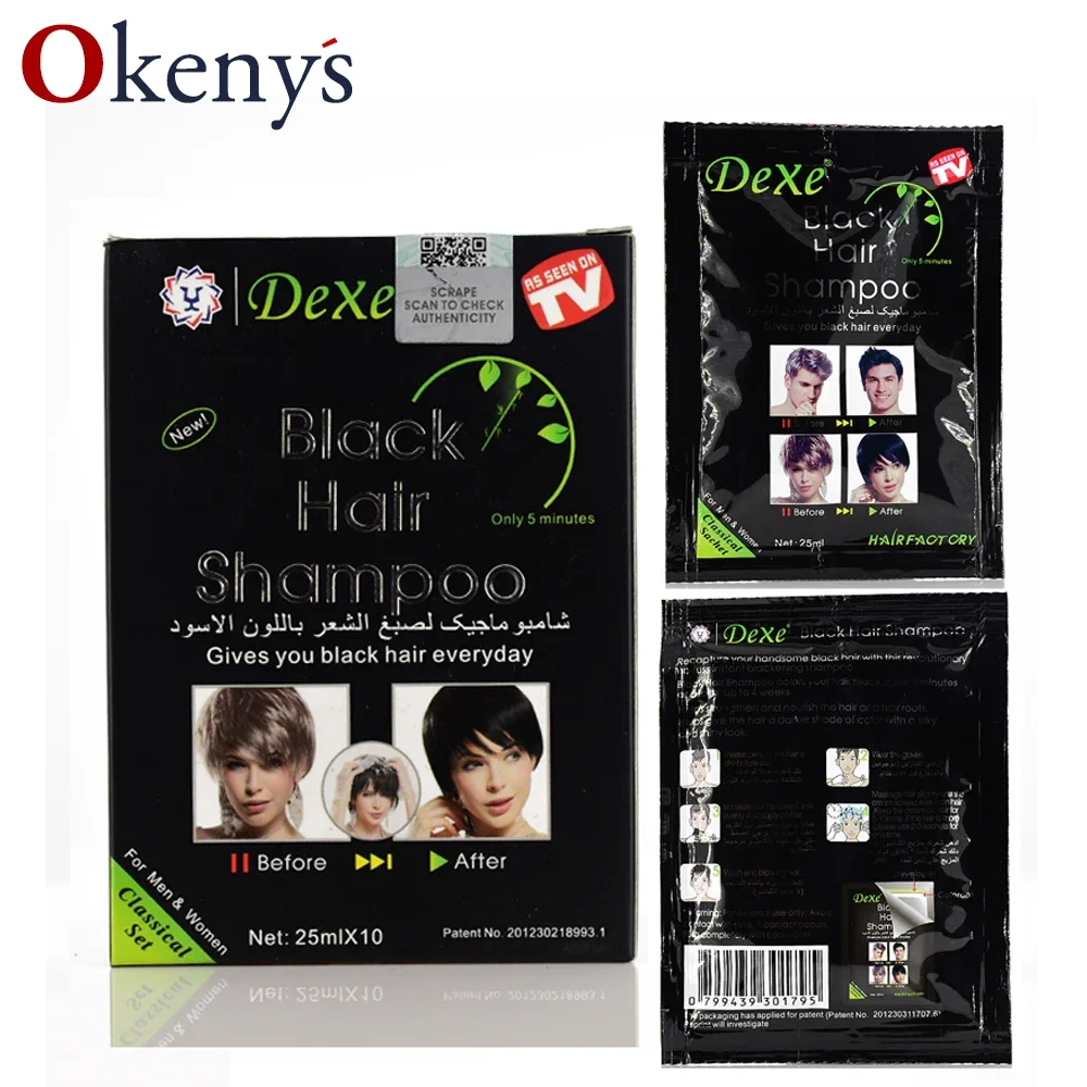 10 Pezzi Dexe Fast Black Hair Shampoo Solo 5 Minuti Bianco Diventa Colore Dei Capelli Neri 2 Pz/Lotto Depilazione Grigia Per Uomini E Donne