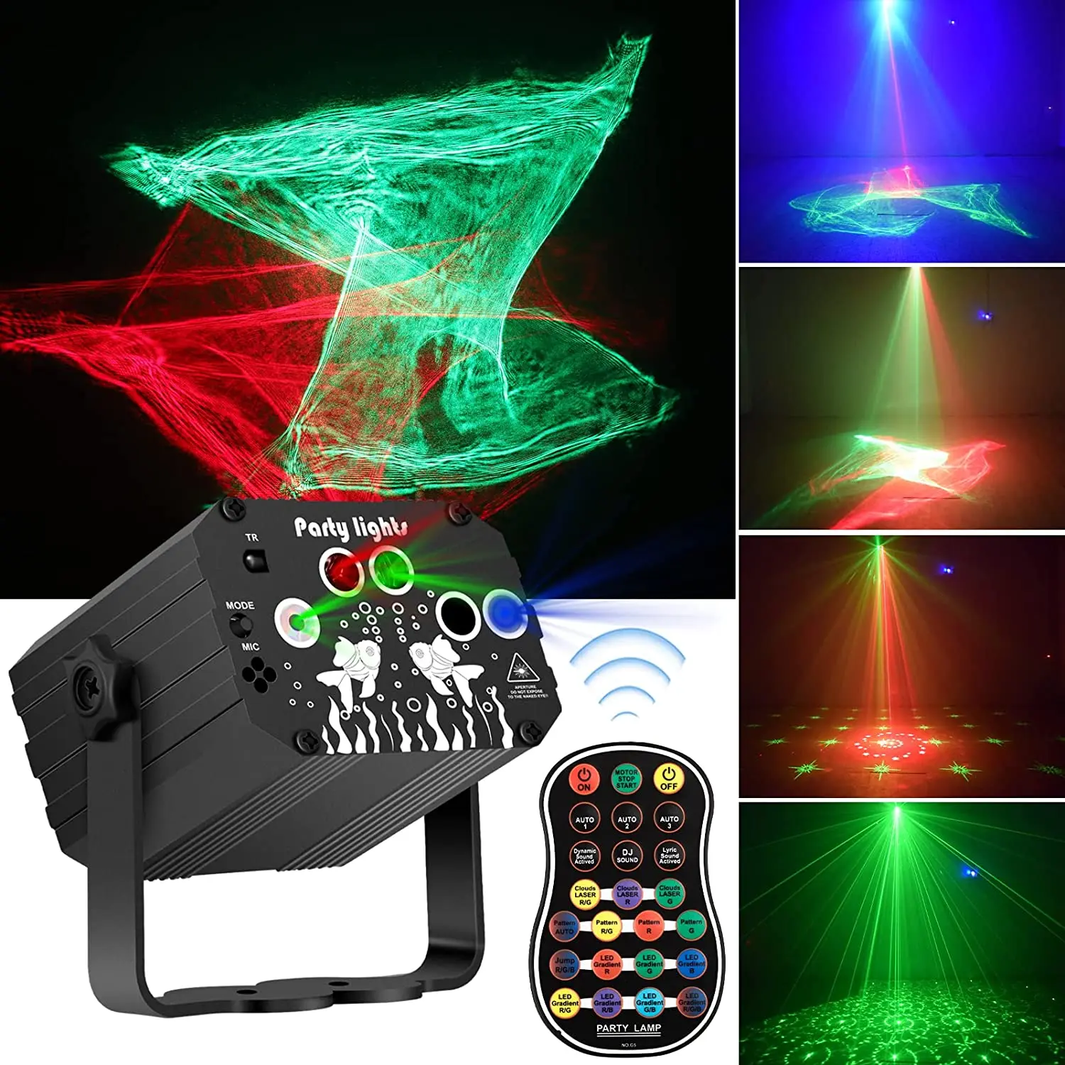 Dj Party Lights Stage Laser Northern Projector Rgb Sound Activated Disco Strobe Lighting Con Telecomando Per Compleanno Indoor