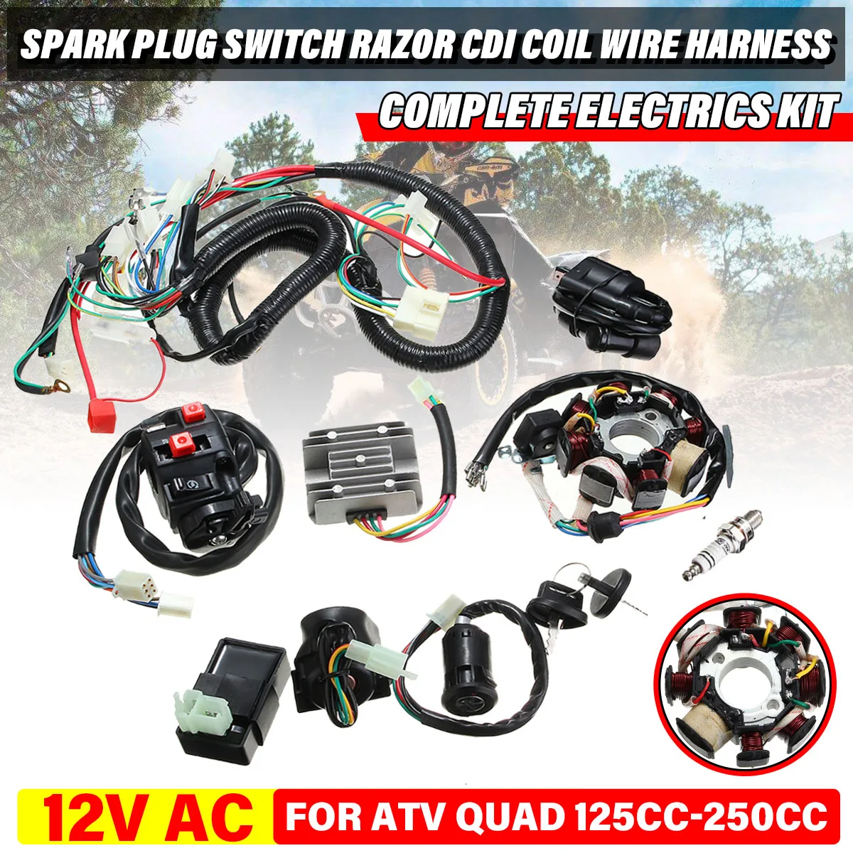 Universale 125Cc 150Cc 200Cc 250Cc Dirt Bike Atv Quad Electrics Razor Cdi Switch Harness Statore Assembly Cablaggio Per Motocross