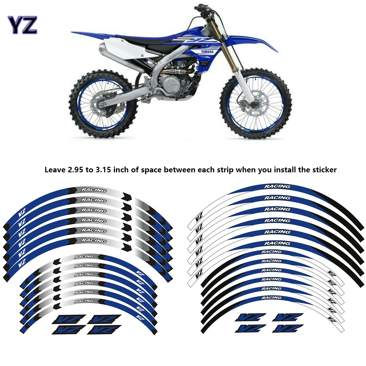 12Ps Moto Rim Wheel Stripes Tape Stickers Muslimfor Yamaha Yz 125 125X 250 250X 250F 250Fx 450F 450Fx