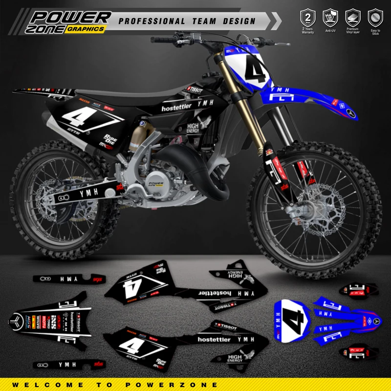 Powerzone Custom Team Graphics Decalcomanie Kit Adesivi Per Yamaha Decal 22-24 Yz 125 250 2022 2023 2024 Adesivi 09