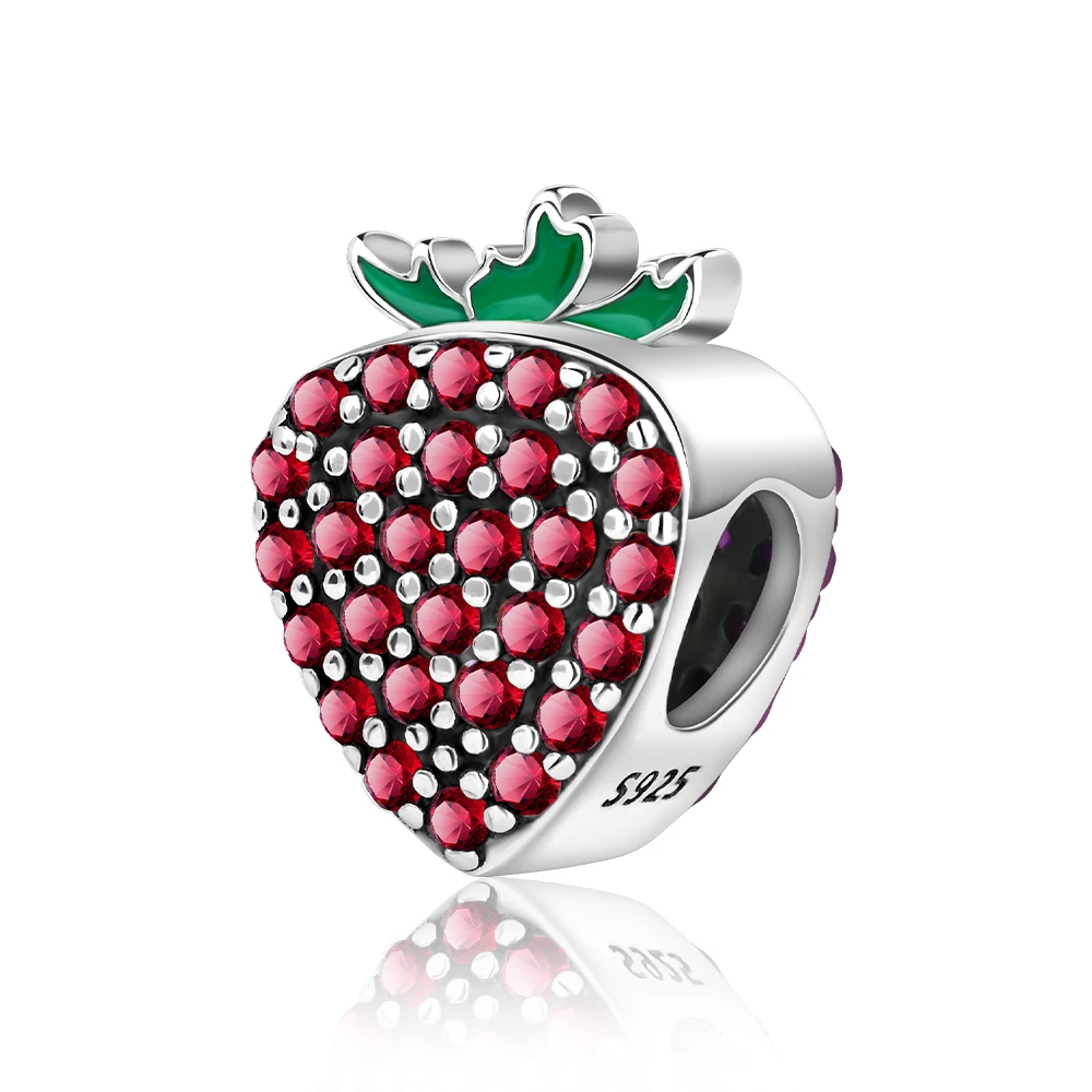 Speciale 925 Sterling Silver Red Delicious Strawberry Charm Fit Pandora Bracciale Accessori Per Gioielli Da Campeggio Da Donna