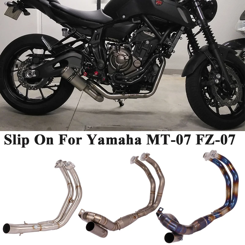 Titanium Alloy Slip On For Yamaha Mt-07 Mt07 Fz-07 Motorcyle Full Exhaust Escape Modified Front Middle Link Pipe Without Muffler