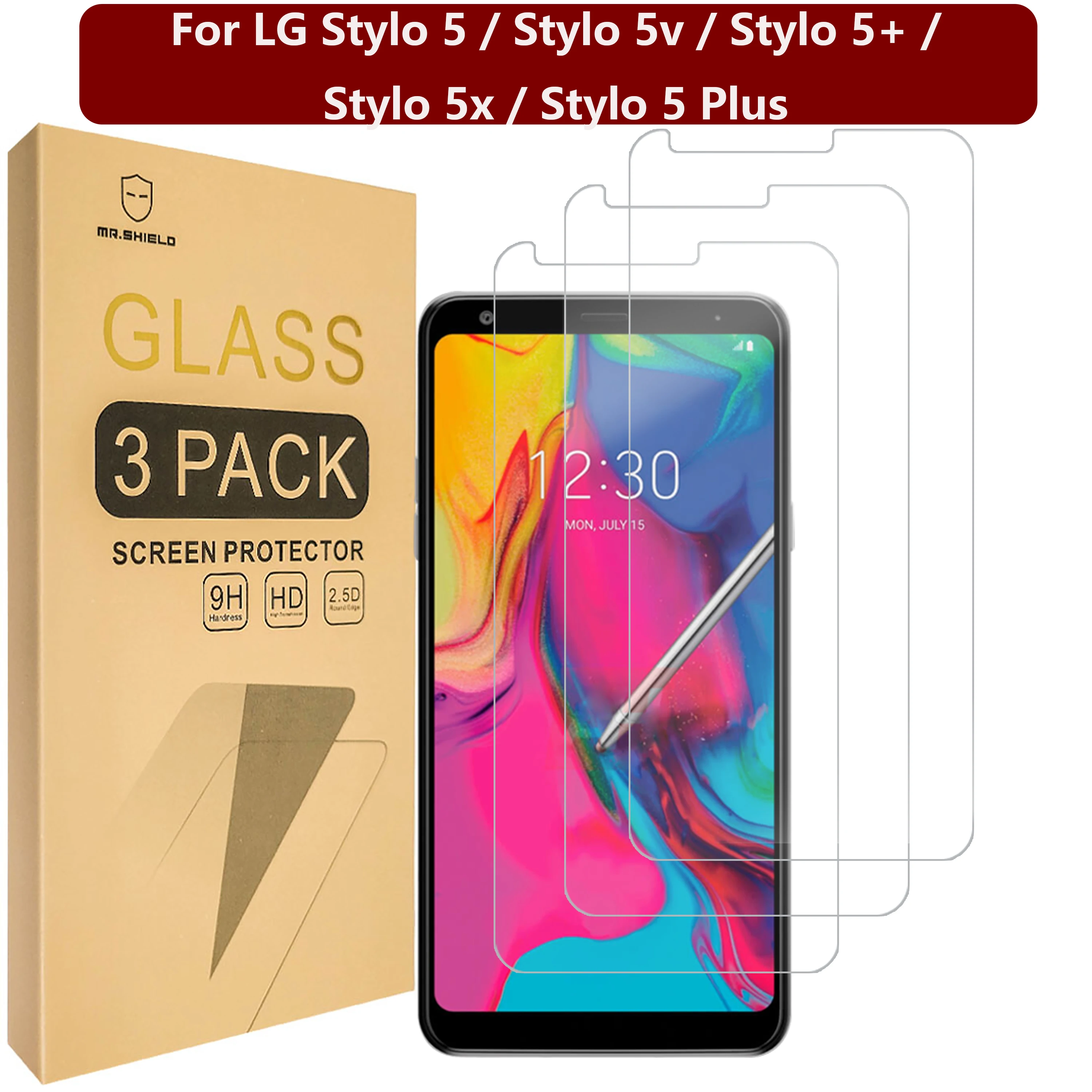 Mr.Shield [Confezione Da 3] Progettato Per Lg Stylo 5 / Stylo 5V / Stylo 5+ / Stylo 5X / Stylo 5 Plus [Vetro Temperato] Protezione Dello Schermo
