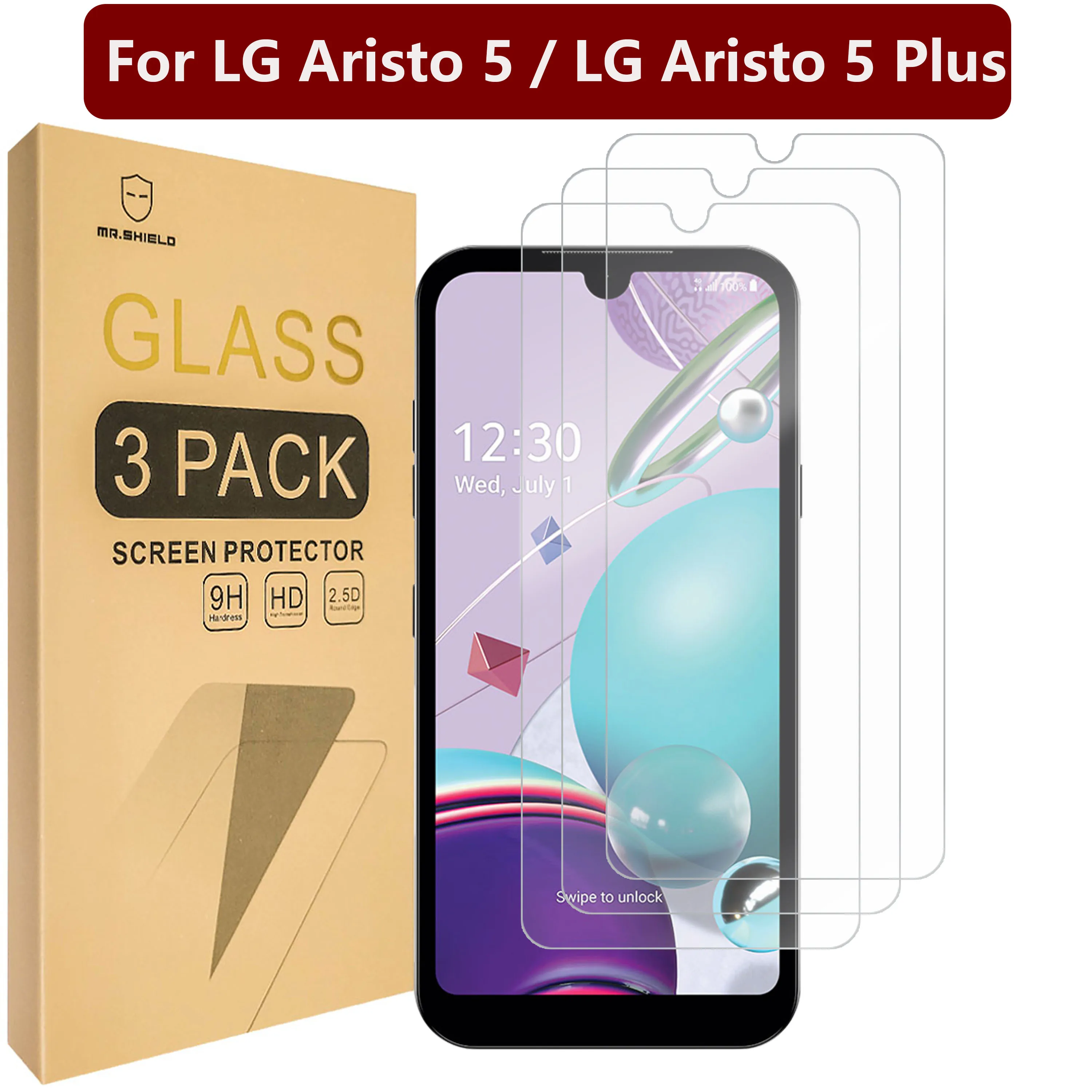 Mr.Shield [Confezione Da 3] Progettato Per Lg Aristo 5 / Lg Aristo 5 Plus [Vetro Temperato] [Vetro Giapponese Con Durezza 9H] Protezione Dello Schermo