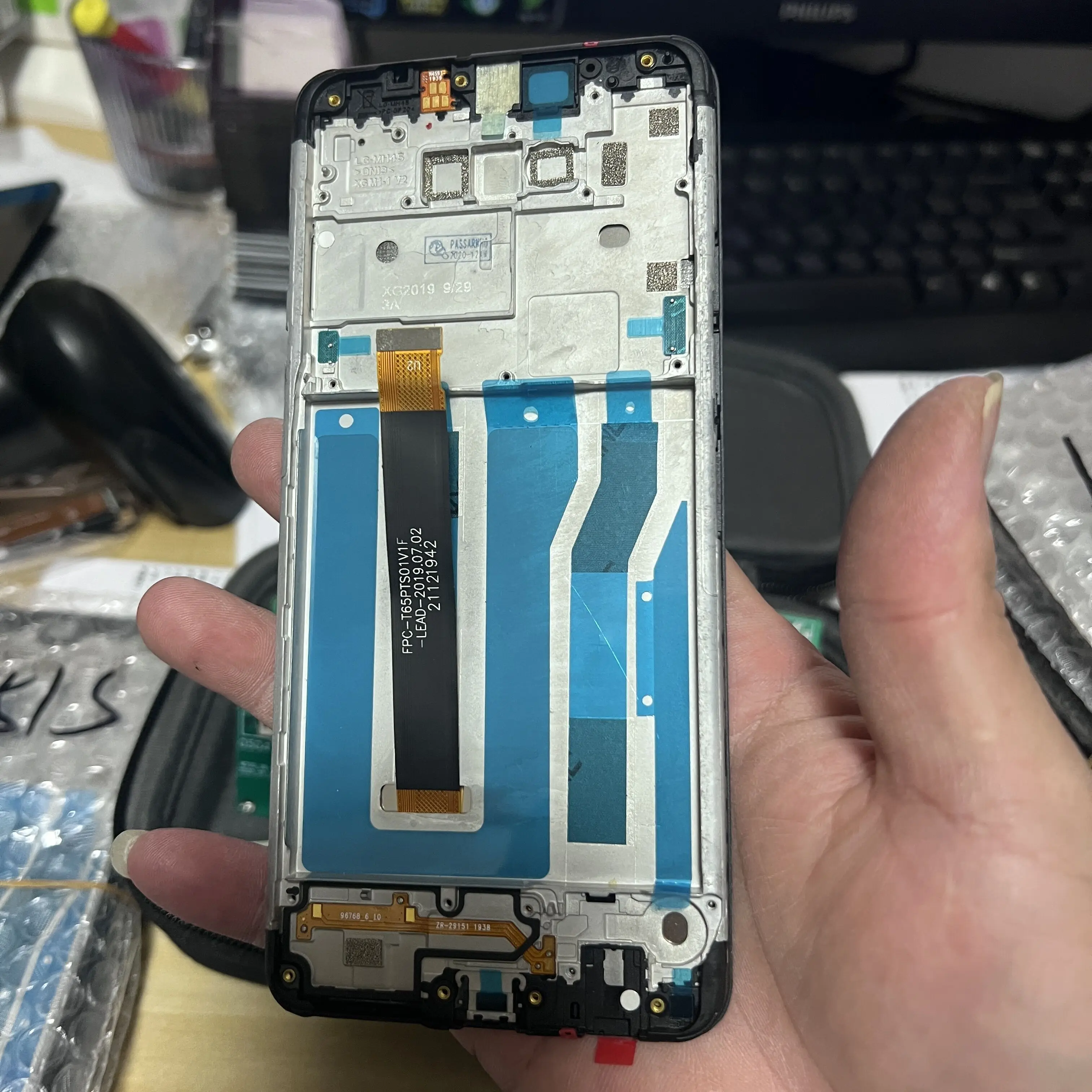 Display Da 6.5 "Per Lg K50S Lcd Lm-X540 Lmx540Hm Display Touch Screen Digitizer Assembly Con Cornice Per Lg K50S Lcd
