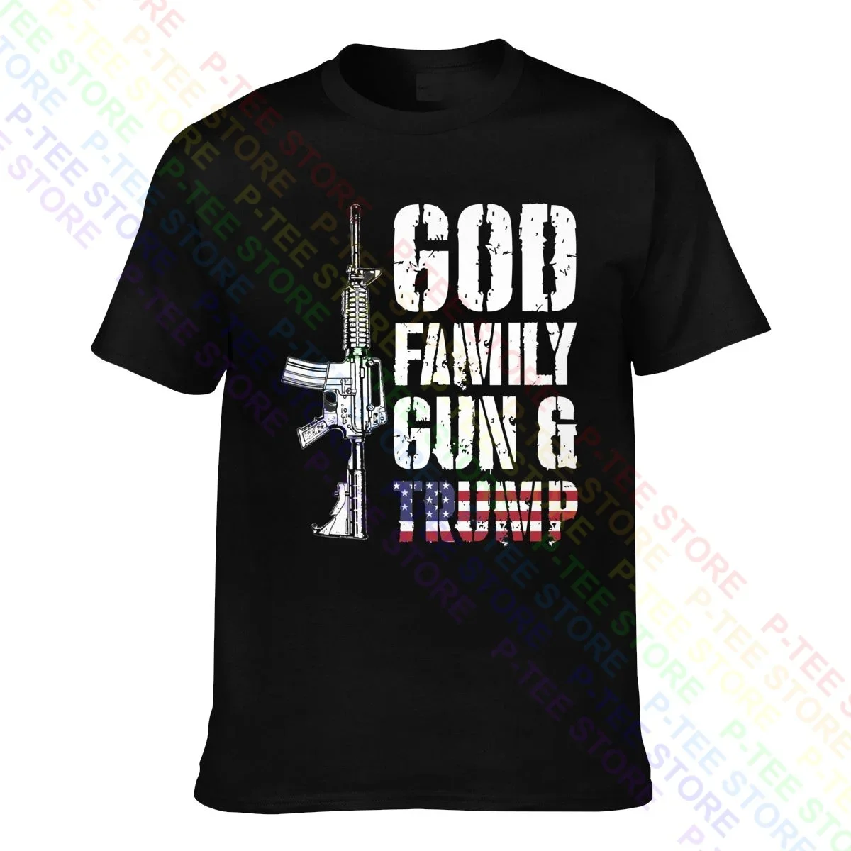 God Family Guns Donald Trump Newpatriotic American Gun Rights T-Shirt Tee Shirt Soft All-Match