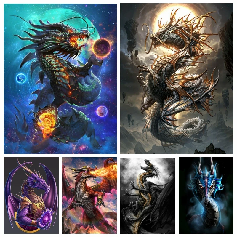 5D Full Sqaure Diamond Painting Dragon God Beast Western Ancient Firedragon Cross Stitch Ricamo Artigianato Kit Home Decor