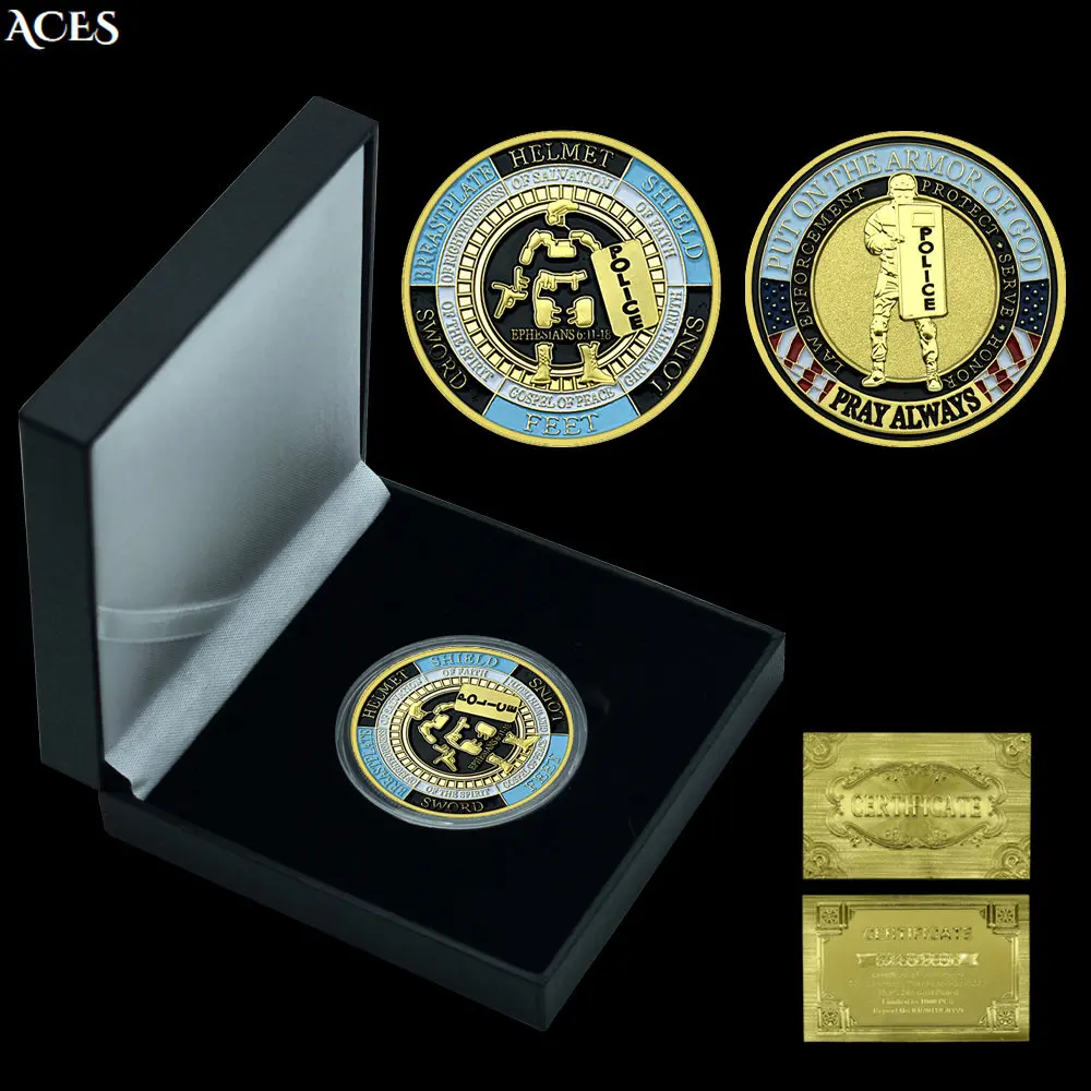 Put On The Whole Armor Of God Challenge Coin In Box Police Commemorative Medal In Capsule Home Decoration Festival Gift