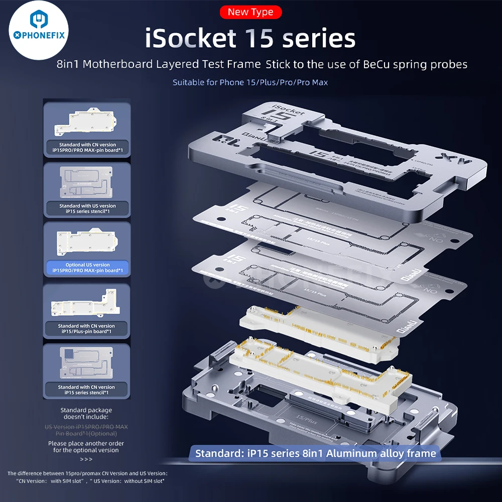 Qianli Isocket Scheda Madre Layered Test Frame Jig Per Iphone 15 Pro 14Plus 14 13Mini 12 11 X Strumento Di Diagnosi Funciton Della Scheda Logica