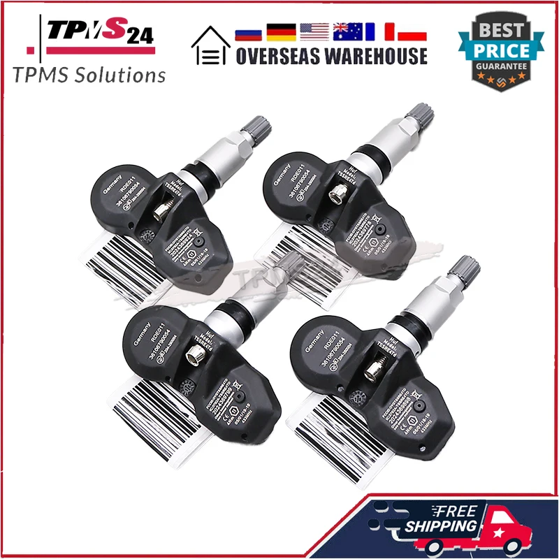 Sensore Tpms 4 Pezzi Per Bmw Serie 1 [E80] Serie 5 [F10] Gt [F07] Sensori Pressione Pneumatici 36106790054 36106856227 36106874829433Mhz