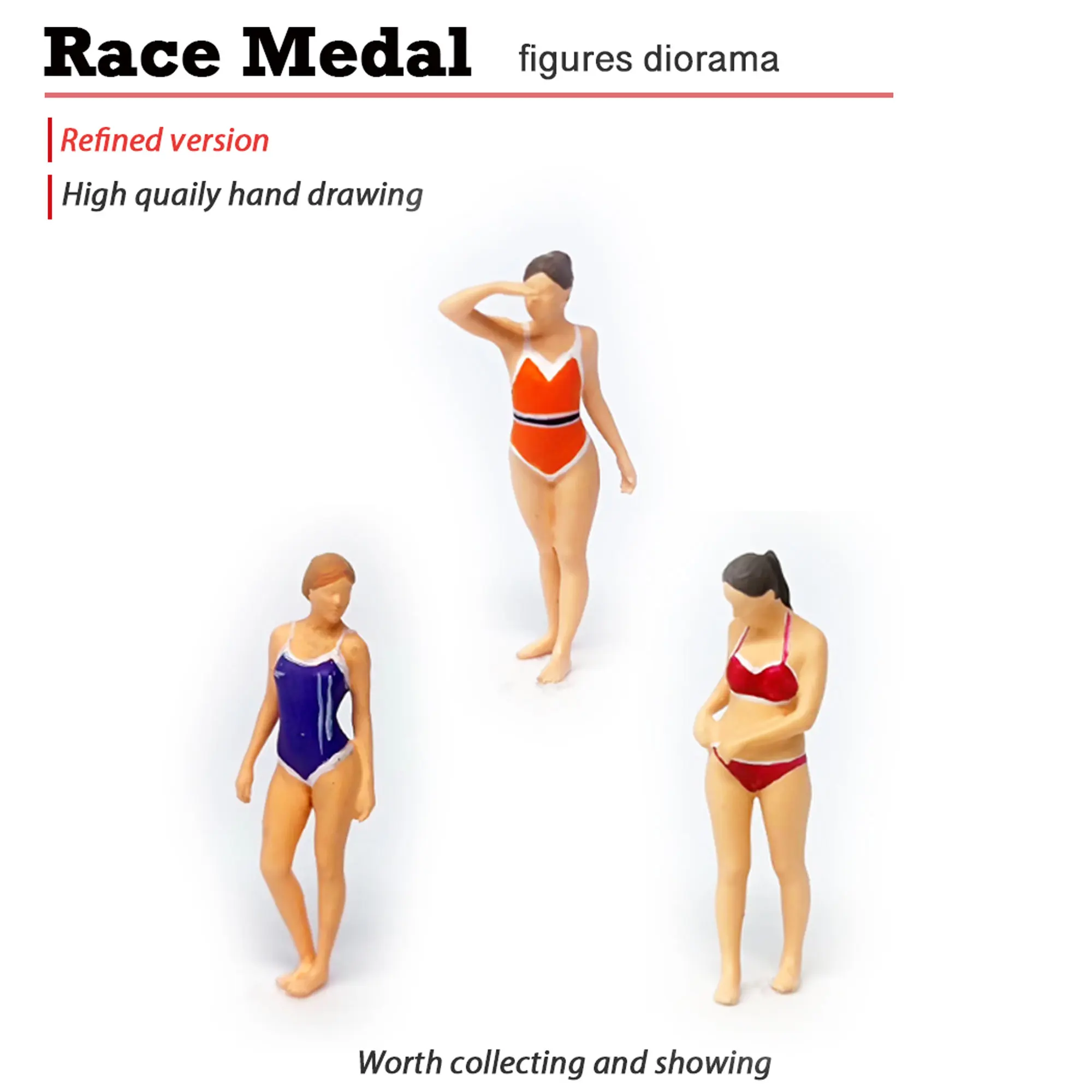 Racemedal1:64 Costume Da Bagno Preiser Bikini Beach Beauty Doll Macro Photography Micro Photography Miniature Figure Static Hand Action