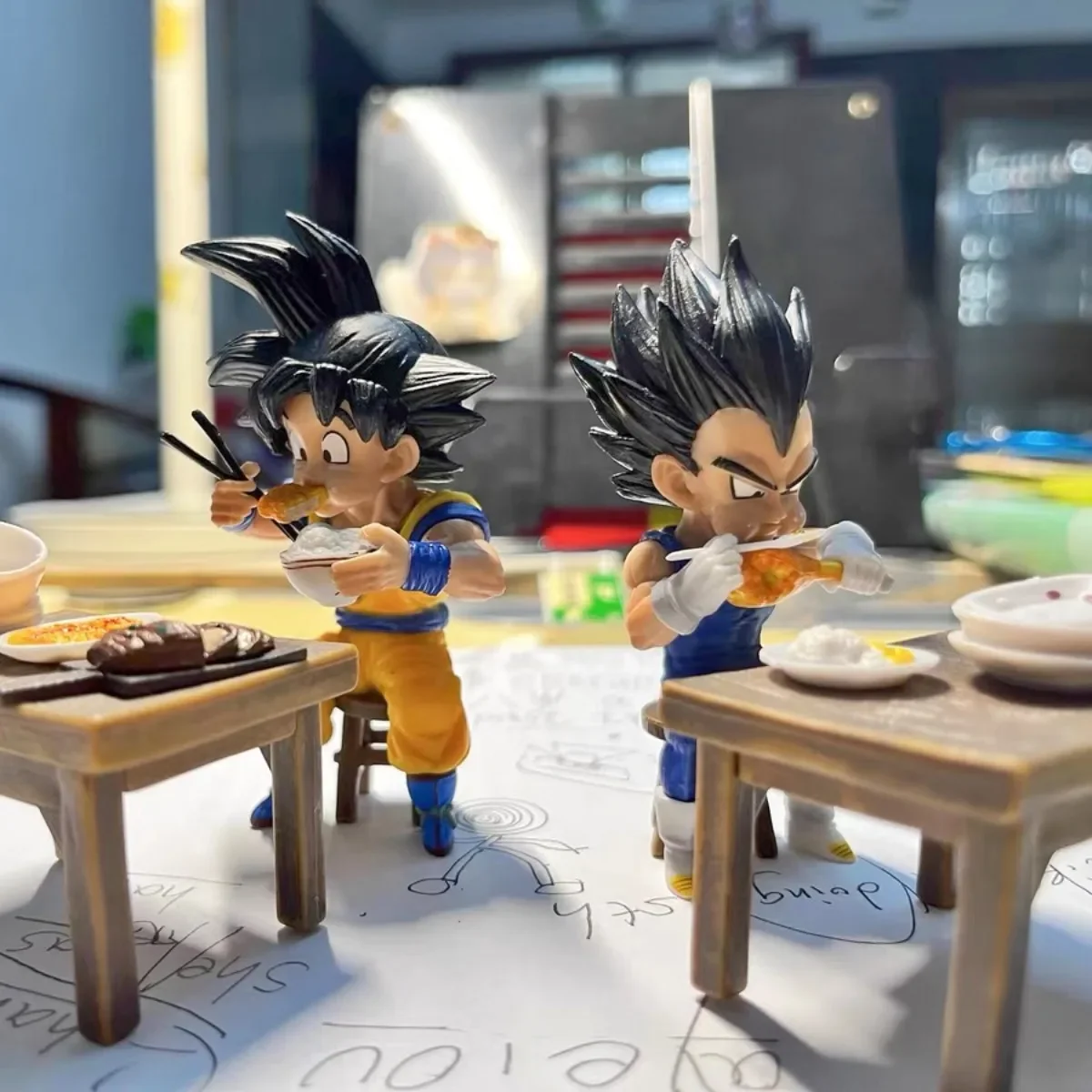Dragon Ball Z Anime Figure Son Goku Vegeta Eat Food Action Figurine Pvc Statue Model Collection Decorazione Regali Festival Toys