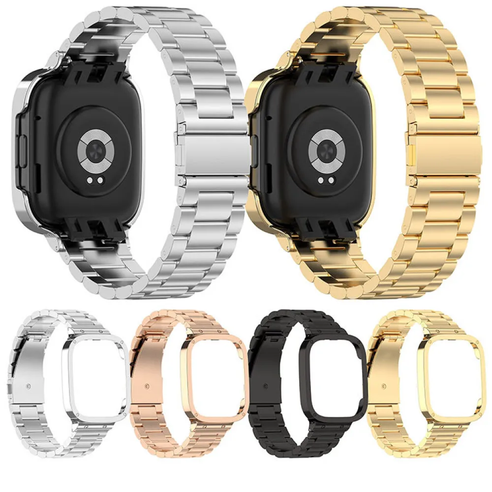 1Set Di Ricambio Oyster Band 24Cm Cinturino In Acciaio + Cornice Dello Schermo Per Red Mi Watch 3/Mi Watch Lite 3 Accessori