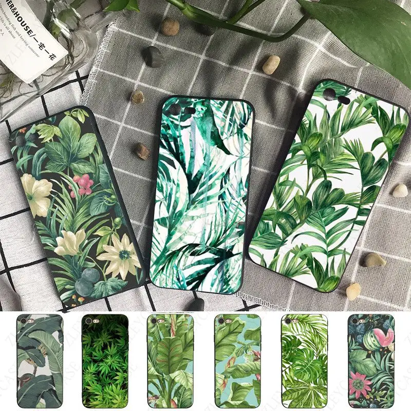 Green Plant Leaves Cover Per Telefono In Gomma Tpu Di Lusso Per Iphone 15Pro 13Pro 7Plus Xr 14Plus 11 12Pro Max 13Mini Se 2020 Custodie Coque