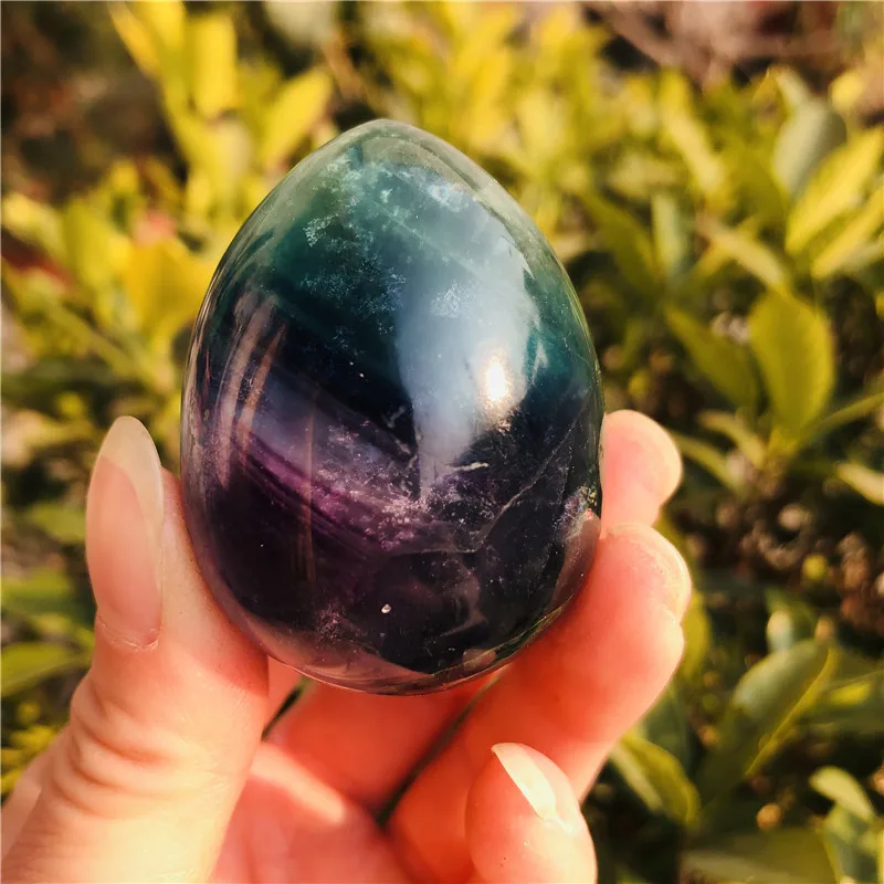 Uovo Di Fluorite Curativa A Forma Di Uovo Di Cristallo Di Quarzo Fluorite Viola Verde Lucido Naturale