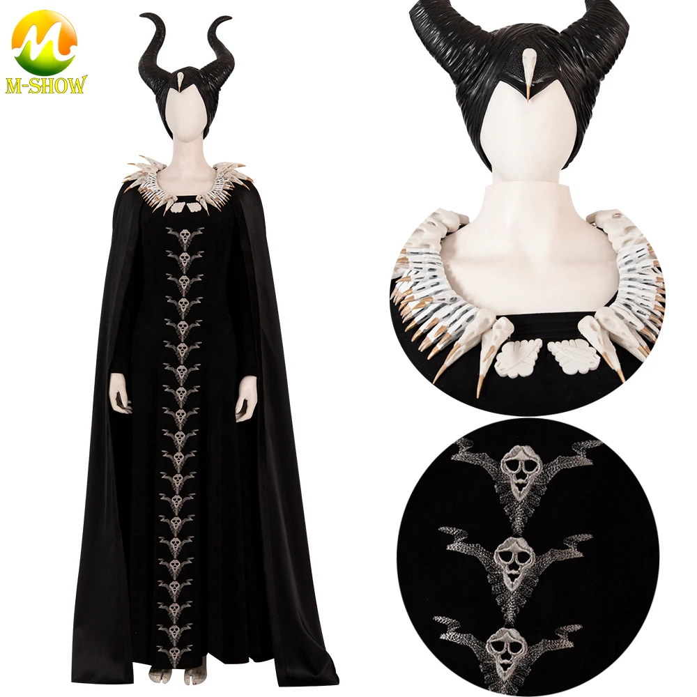 Halloween Witch Dress Cosplay Costume Lady Evil Black Dress Angelina Jolie Dark Witch Dresses For Carnival Party Custom Made