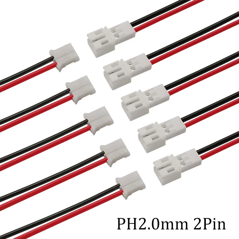 1/2/5Pair Ph2.0 2Pin Jst Wire Connettori Passo 2.0Mm Jst 2P Micro Maschio Spina Femmina Jack Adattatore Cavo Elettrico Fai Da Te 10/15/ 20Cm