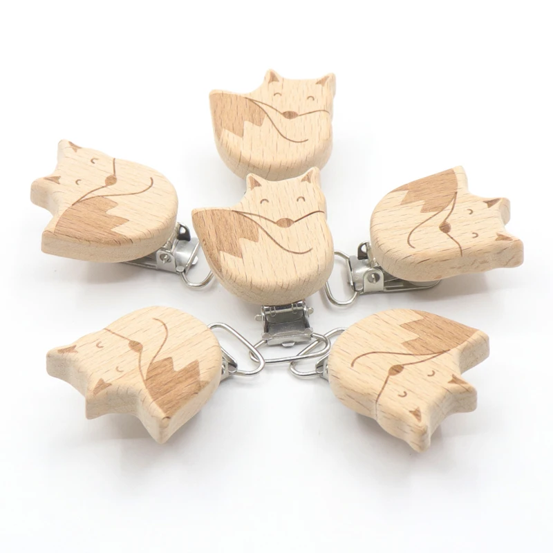 5Pcs Beech Clamp Wooden Pacifier Chain Soother Accessories Of Diy Dummy Clip Chains Wooden Baby Teether 5Pc Recommend