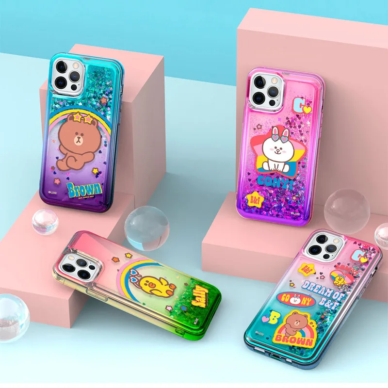 Line Friends Custodia Per Telefono Glitterata Serie Rainbow Per Apple Iphone 14Promax 13Pro 12