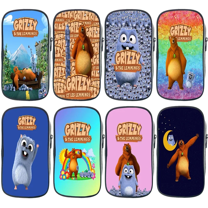 Cartoon Grizzy And The Lemmings Pencil Box Kids Cute Student Pencil Case Ragazzi Ragazze Anime Pen Bags Regalo Per Bambini