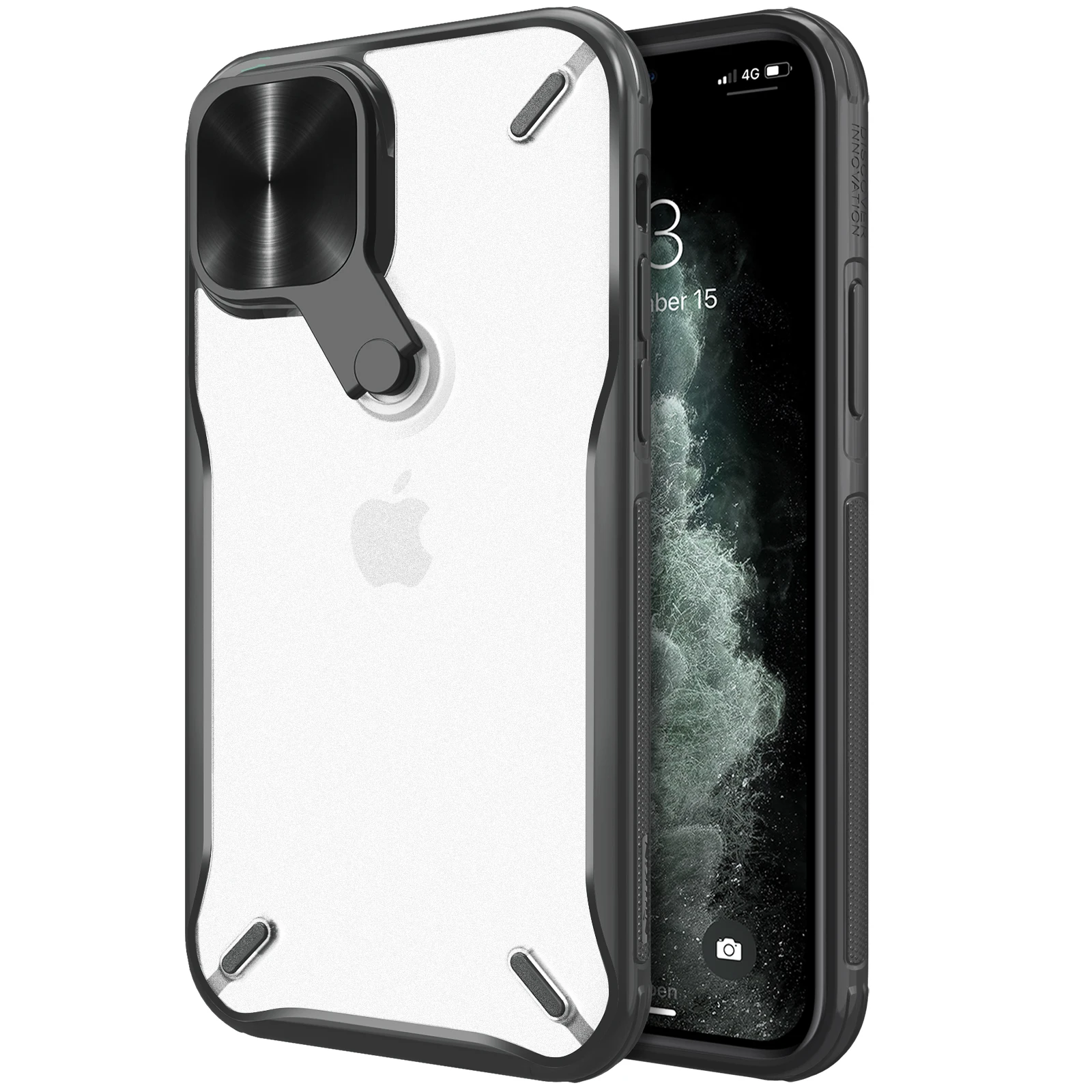Nillkin Per Apple Iphone 12 /Pro Ip12 6.1In Fashion Ruota La Copertura In Metallo Placcato Supporto Per Fotocamera Protezione Lems