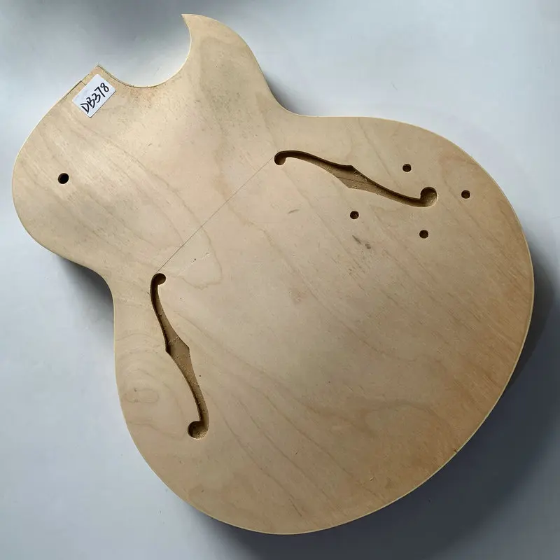 Db378 Corpo Chitarra Jazz Elettrica Semi Hollowbody Incompiuto Senza Vernici Acero Con Acero Per Sostituzione Fai Da Te