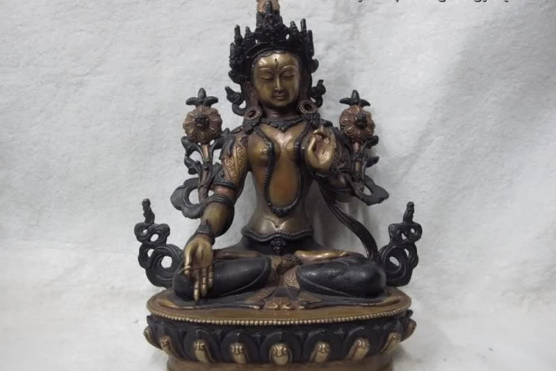 100% Viola Rame Bronzo Bodhisattva Padma Bianco Tara Kwan-Yin Guanyin Dea