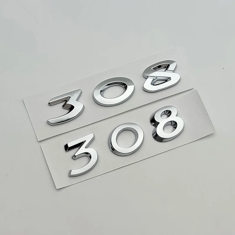 3D Abs Chrome Logo 308 Emblem Letters Car Trunk Badge Decalcomania Per Peugeot 308 Sw T9 T7 Gt Line Gti 308 Accessori Adesivi
