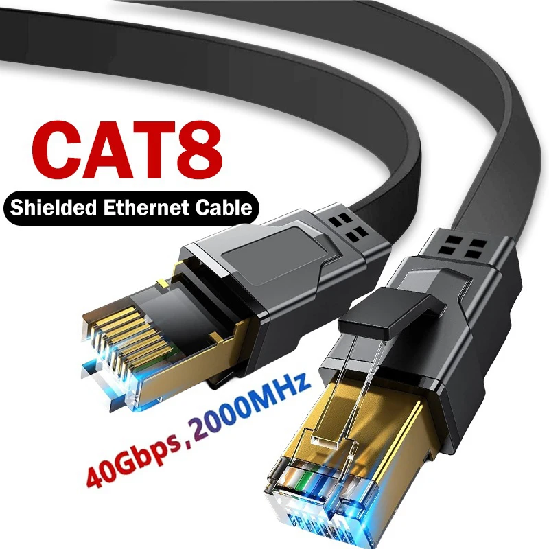 Cavo Ethernet Cat8 40Gbps 2000Mhz Cat 8 Flat Rj45 Stp/Ftp Schermato Internet Lan Cord Per Router Modem Pc Laptop Gaming Xbox