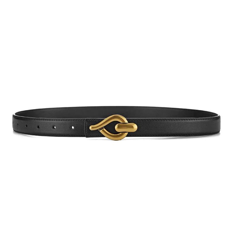 2022 New Retro Smooth Buckle Belt Ladies Vera Pelle Semplice Versatile Ins Style Jeans Dress Versatile Cintura Decorativa