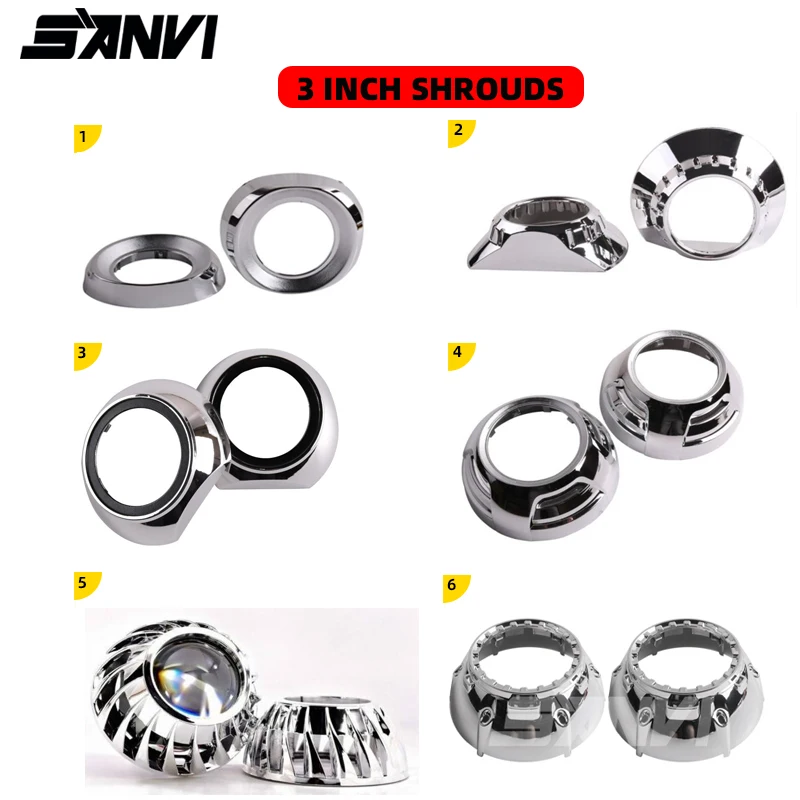 3.0 Pollici Lunetta Per Hella 3R G5/Koito Q5 Hid Led Faro Proiettore Copriobiettivo Accessori Per Lo Styling Dell'Auto
